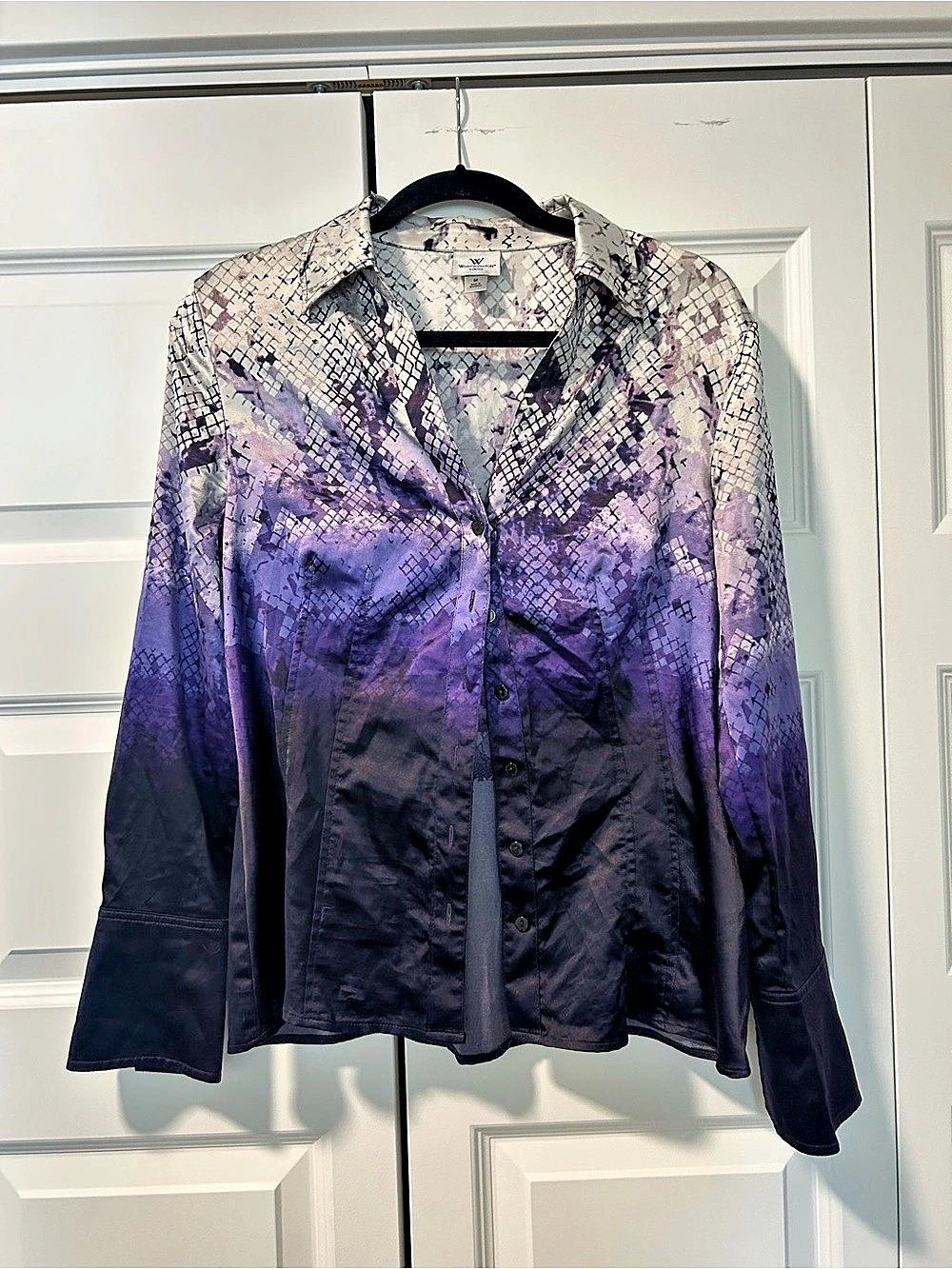 Worthington Women's Snake Print Blouse Purple Gradient